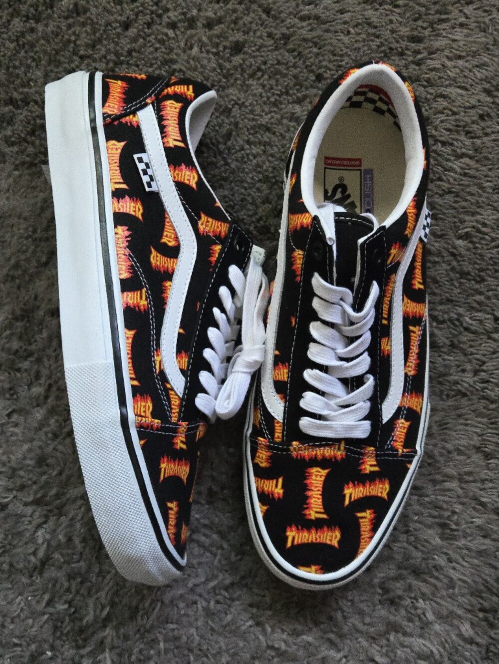 Vans Skate Old Skool Men Size 11.5 Thrasher Flames Logo Popcush 072026